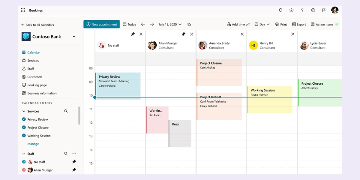 screenshoot microsoft booking appointment scheduling tools